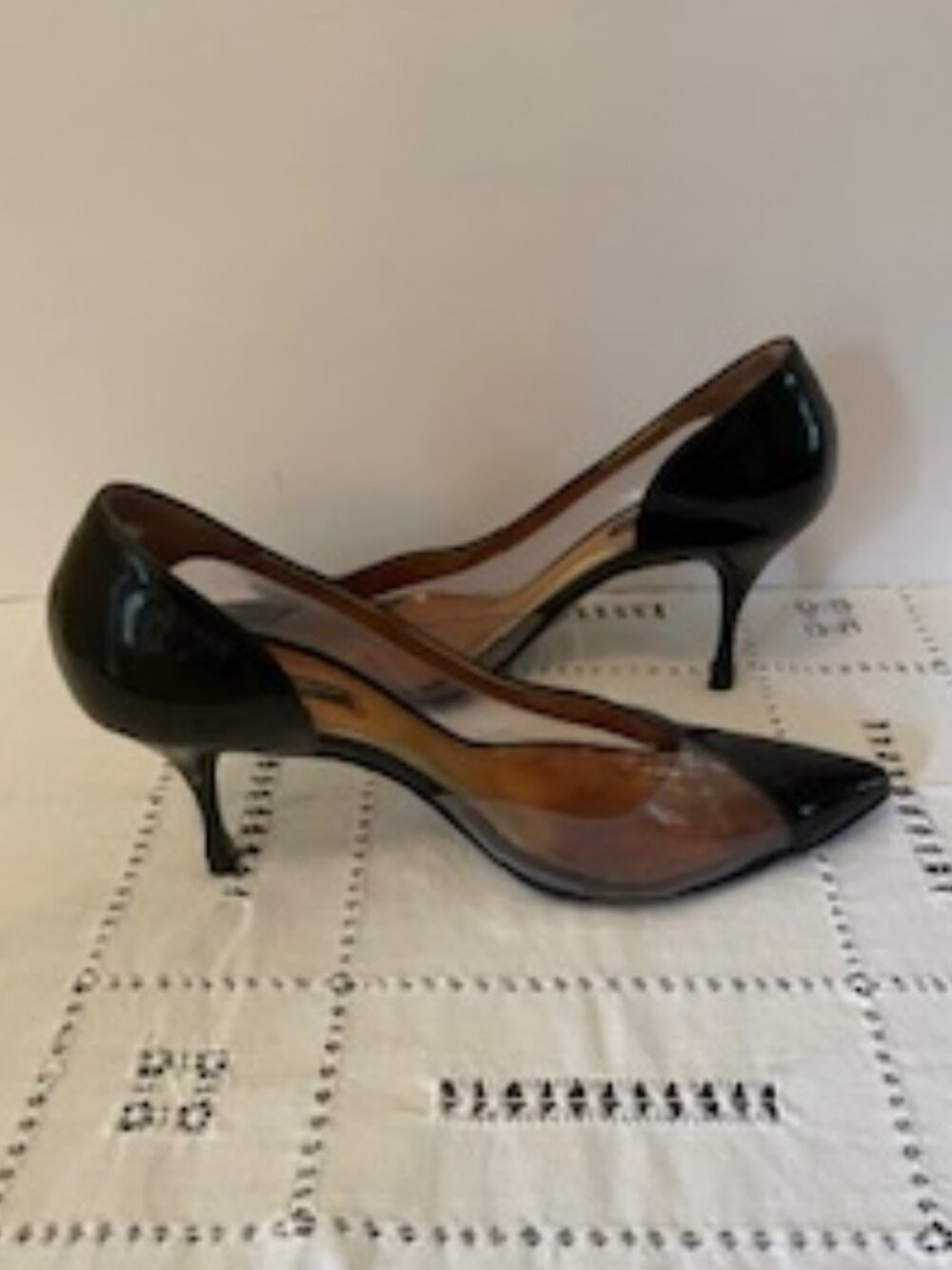 Dolce & Gabbana half D'Orsay style black patent pumps - size 8 (US) 38.5 (EU)